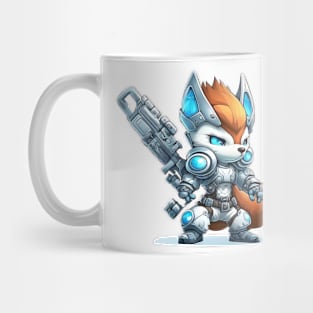 Armored Cute Snow Fox Holding a Riffle Mug